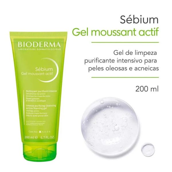Bioderma Sébium Actif Kit com 2 Unidades – Gel de Limpeza Antioleosidade – 200ml – Kit - Image 4
